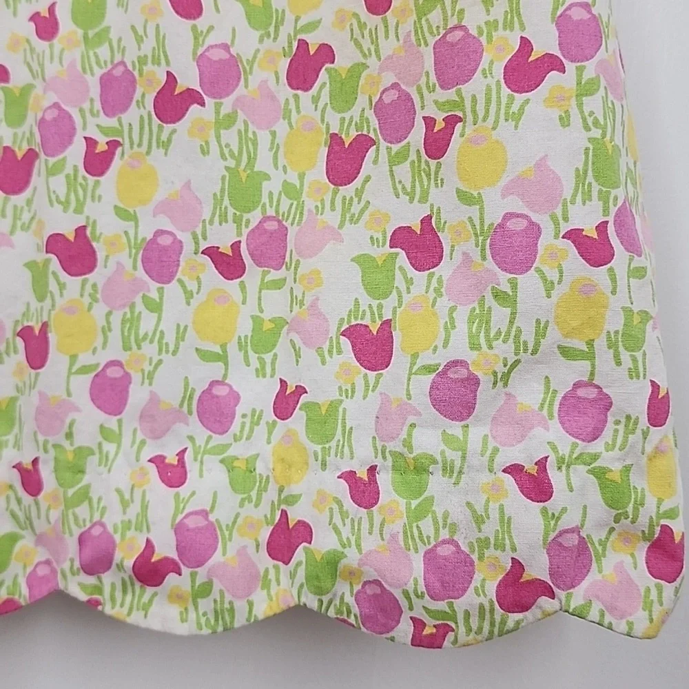Lilly Pulitzer Tulip Floral Vintage Dress Sz‎ 6X Girls Pink Green Yellow